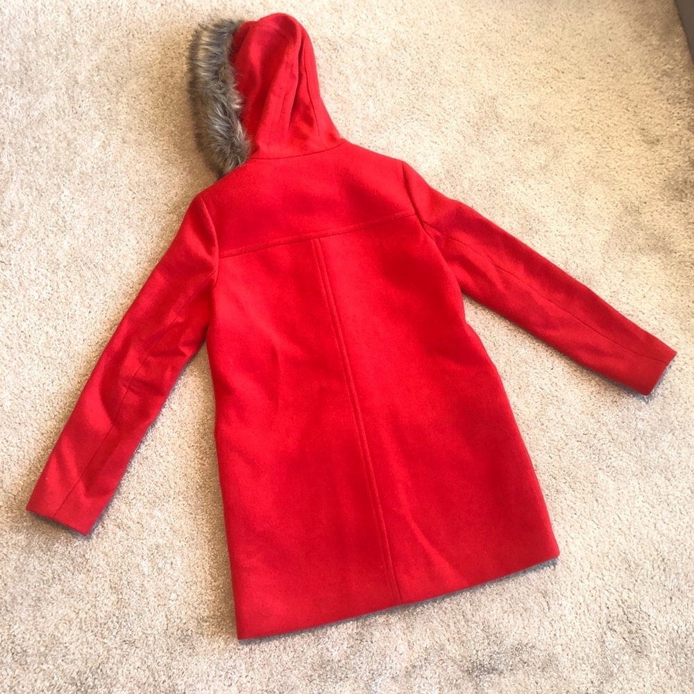 J. Crew Red Chateau Parka With Faux Fur Hood Womens Size 0 Winter Coat Jacket - Picture 3 of 13